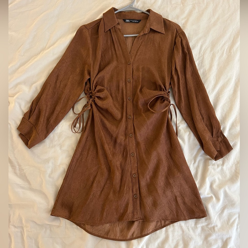 Zara Mini Shirt Dress with Tie Details